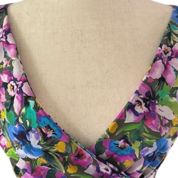 Chiara Boni La Petite Robe Italy Cocktail Dress 3/4-Sleeve Ruched Floral 40/4 Sm - Picture 2 of 16